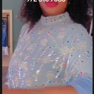 Premium Quality Sequin & Crystal Embellished Blue Kaftan Dress