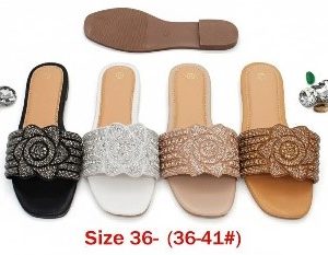 Sparkling Floral Rhinestone Band Flat Slide Sandals