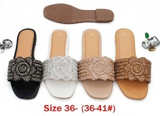 Sparkling Floral Rhinestone Band Flat Slide Sandals