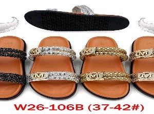 Sparkly Rhinestone Double-Band "M" Buckle Comfort Slide Sandals
