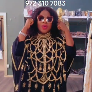 Premium Quality Gold-Embellished Black Kaftan Dress