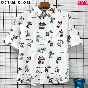 SUPXMXN Cartoon Dog Graphic Button-Down Shirt (XC 1350)