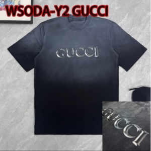 GUCCI Men's Gradient Wash Metallic Foil Logo Crewneck T-Shirt (WSODA-Y2)