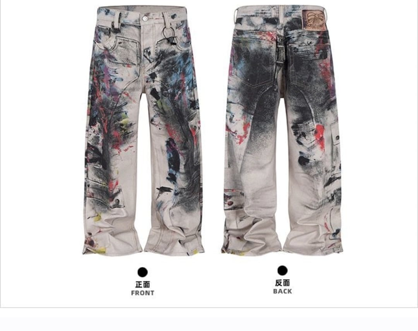 CHOIZE Men's Heavy Distressed Dirty Wash Baggy Wide-Leg Jeans (QZ 11051 / 5282)