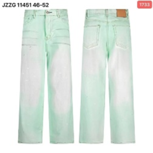 Acne Studios Men's Bleached Mint Green Acid Wash Wide-Leg Straight Jeans (JZZG 11451 / 1733)
