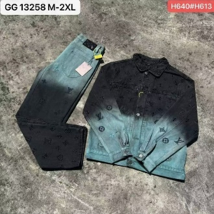 Louis Vuitton Men's Gradient Monogram Denim Trucker Jacket & Jeans 2-Piece Set (GG 13258 / H640#H613)