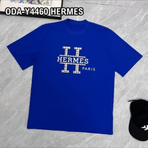 Hermès Men's Geometric Logo Plaid Graphic Crewneck T-Shirt (ODA-Y4460)