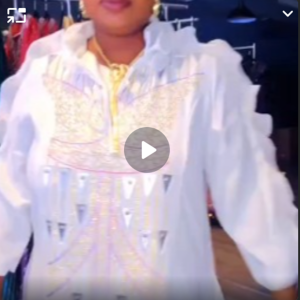 3/4 Luxury Embroidered Kaftan Dress with Ruffle Details